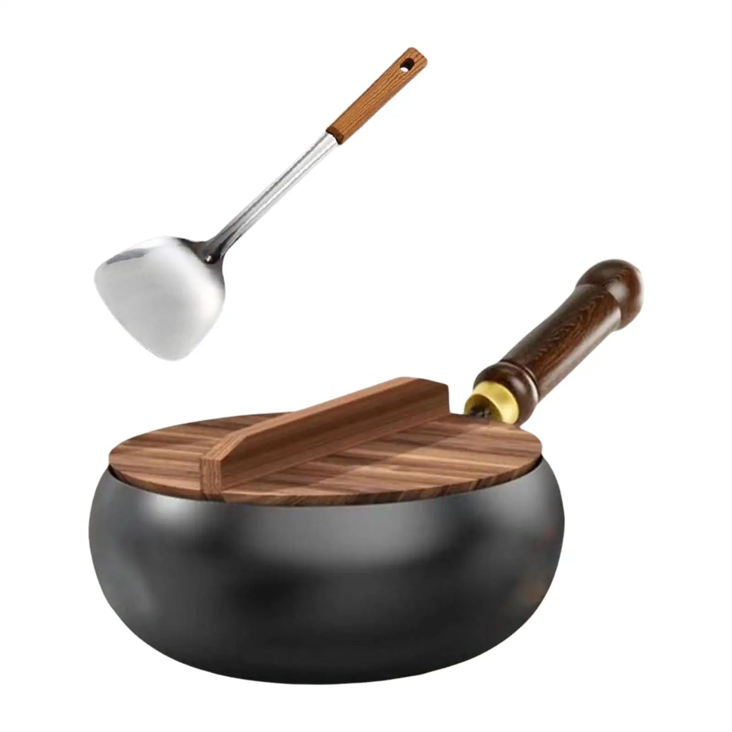 Nonstick Wok No Coating Gas Boiling Stir Fry Pan for Restaurant Camping Home Stovetop Induction Cooker Cookware Pots Cooking