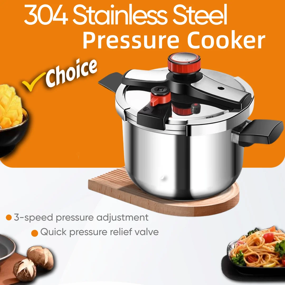 4L/6L/8L/10L/12 L Professional Stovetop Pressure 304 Stainless Steel Fast Heating Cooking Pot for Camping Family Household