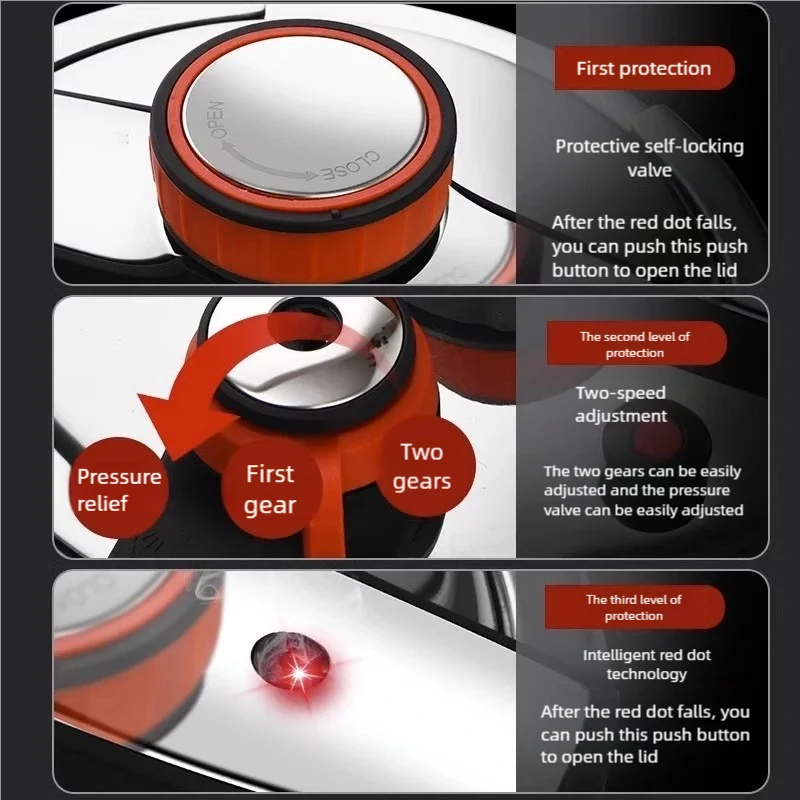 4L/6L/8L/10L/12 L Professional Stovetop Pressure 304 Stainless Steel Fast Heating Cooking Pot for Camping Family Household