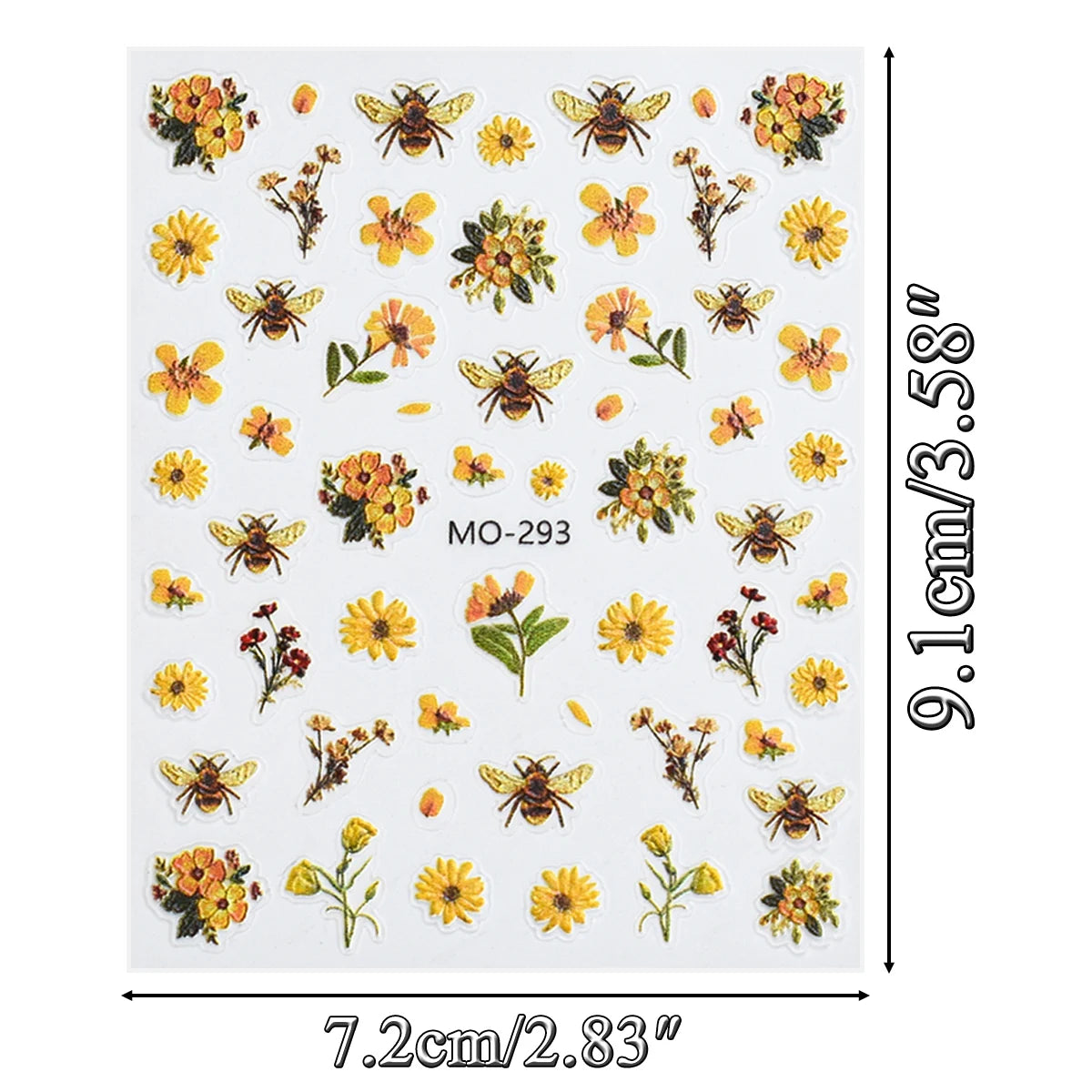 Daisy Bee Nail Stickers 5 D Embossed Flower