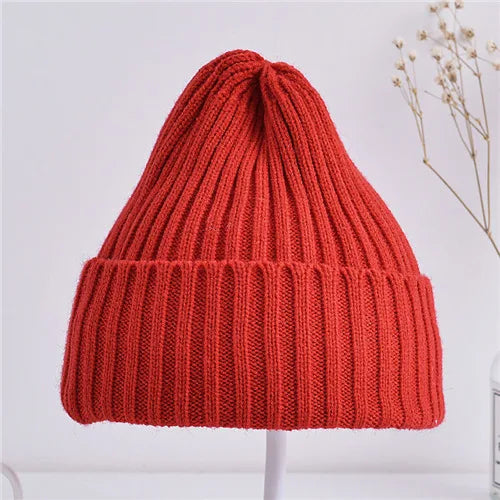 Kids Ribbed Knitted Beanie Hats