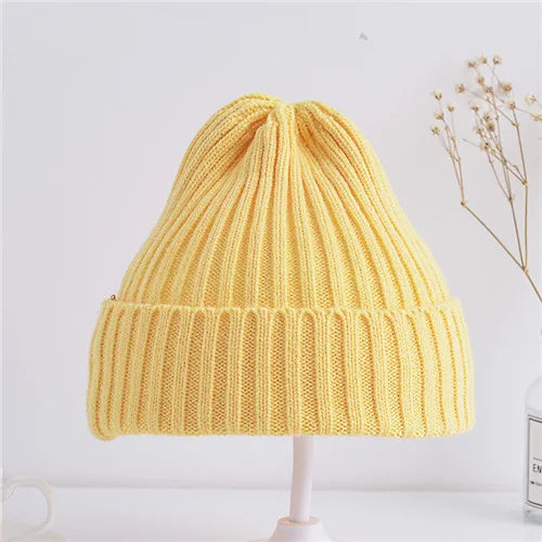 Kids Ribbed Knitted Beanie Hats