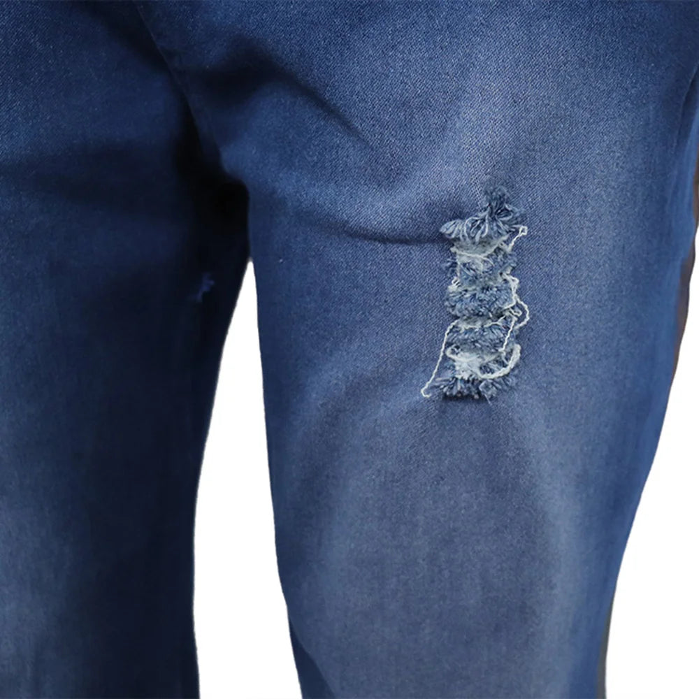 Women stretch fabric Flared With Print Ripped Jeans