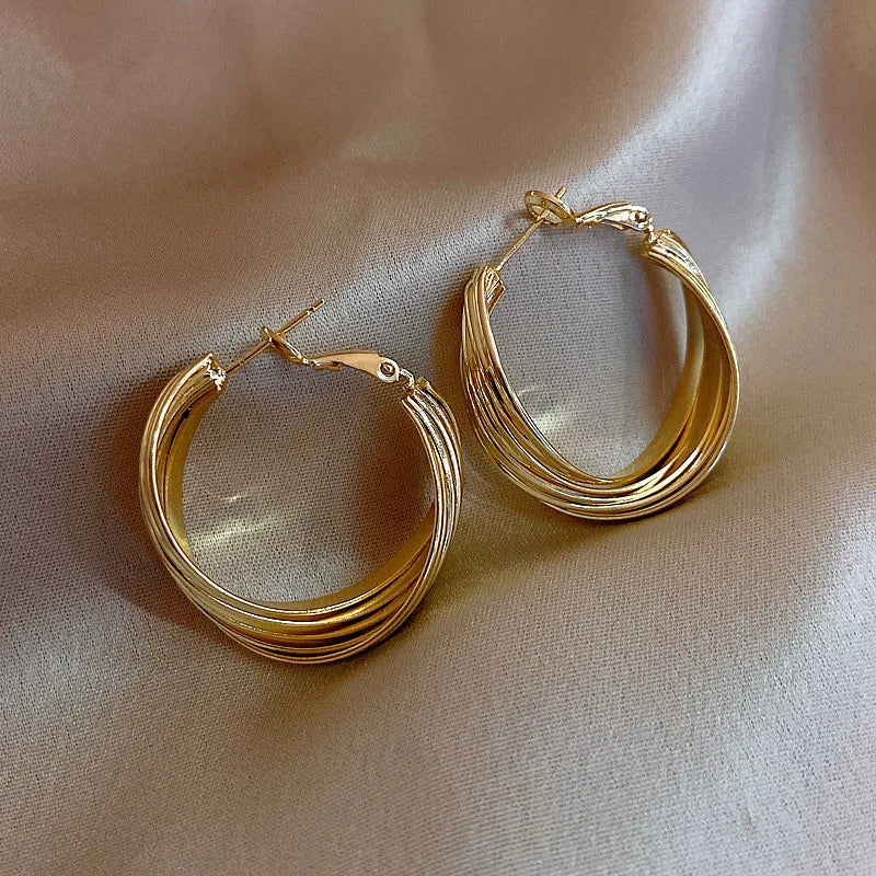 New Circle Twisted Spiral Curved Hoop Earrings