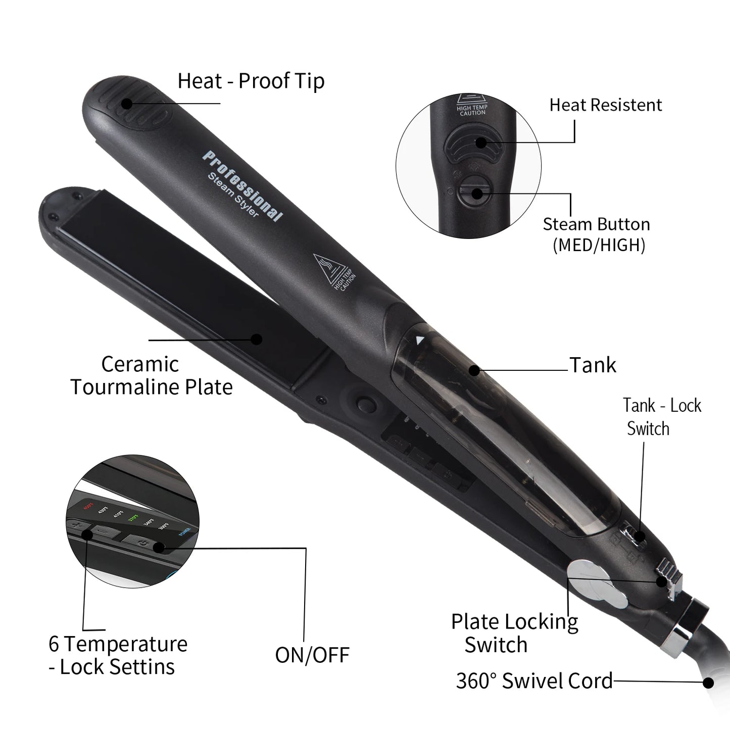 Steam Hair Straightener Ceramic Vapor