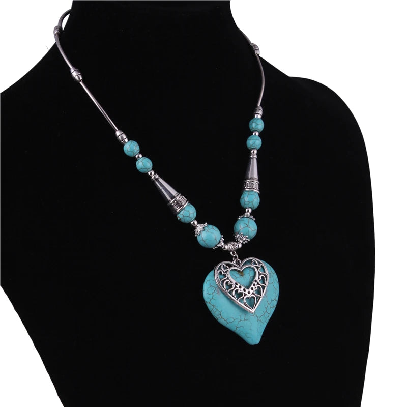 Big Statement Natural Stone Beads Hearts Necklaces