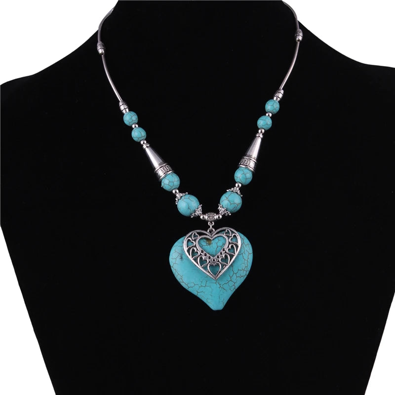 Big Statement Natural Stone Beads Hearts Necklaces