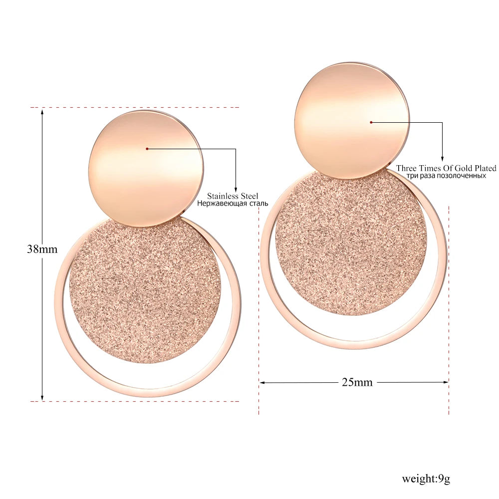 Circle Curved Disc Stud Earrings