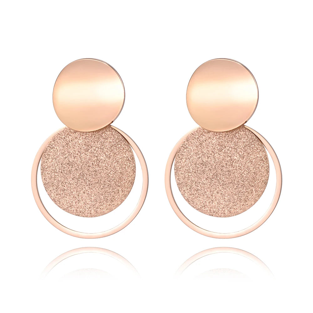 Circle Curved Disc Stud Earrings