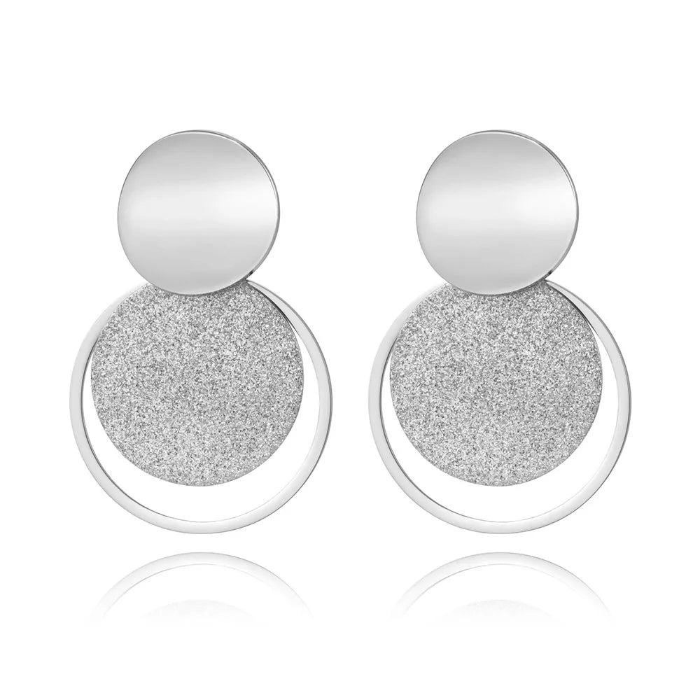 Circle Curved Disc Stud Earrings