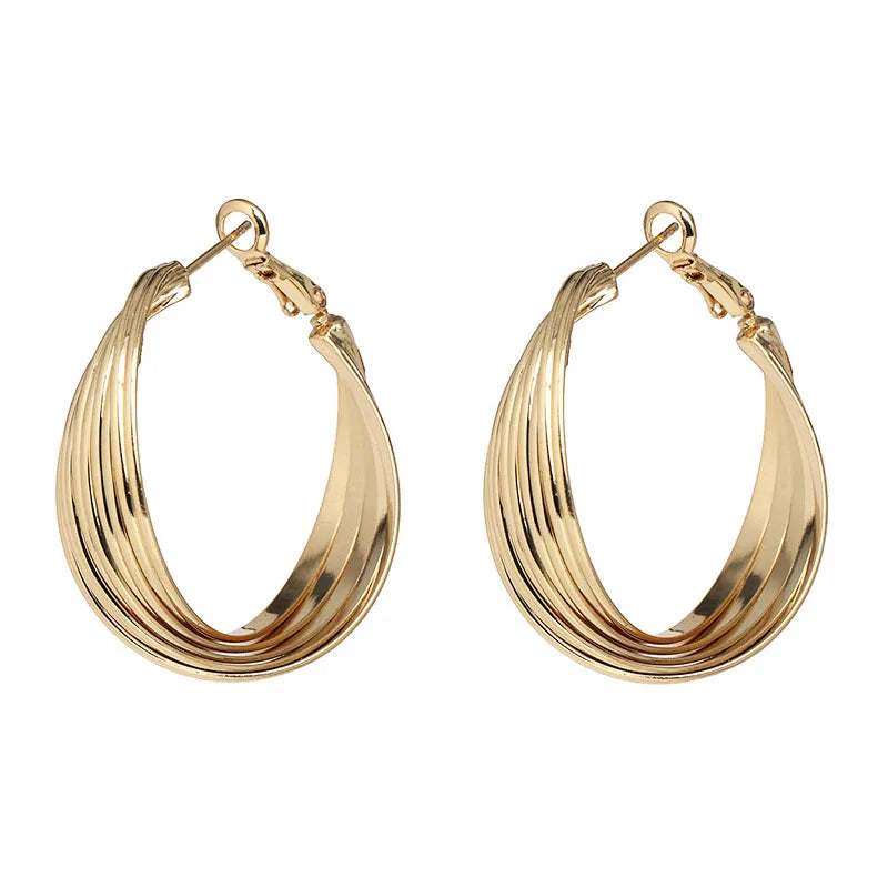 New Circle Twisted Spiral Curved Hoop Earrings