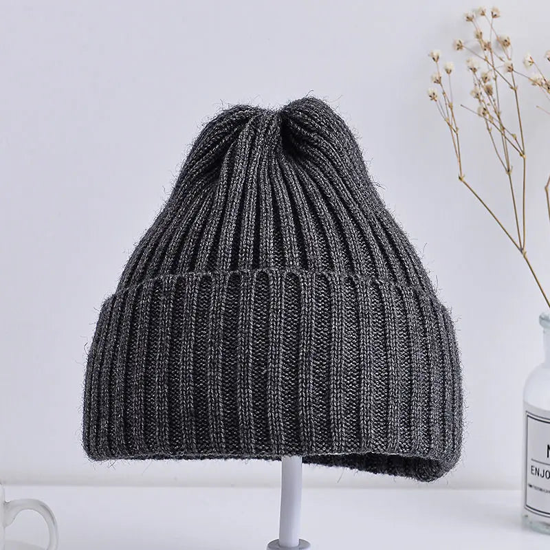 Kids Ribbed Knitted Beanie Hats