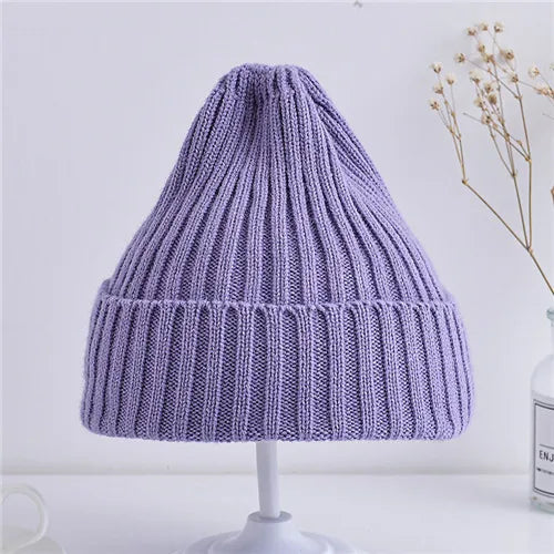 Kids Ribbed Knitted Beanie Hats