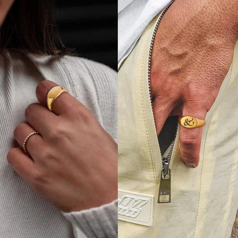 Classic Hipster Unisex Square Signet Ring