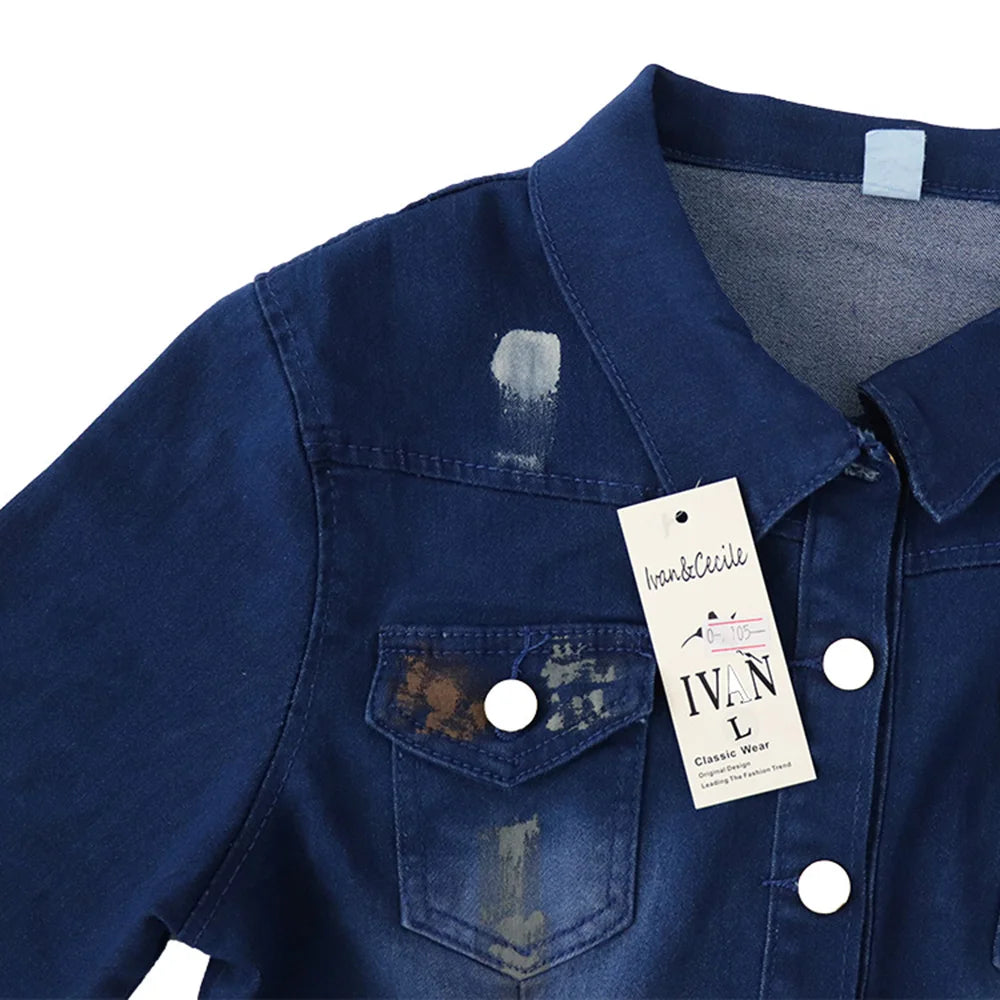 Women stretch fabric Flared With Print Ripped Jeans