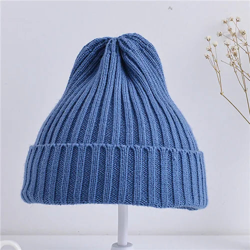 Kids Ribbed Knitted Beanie Hats