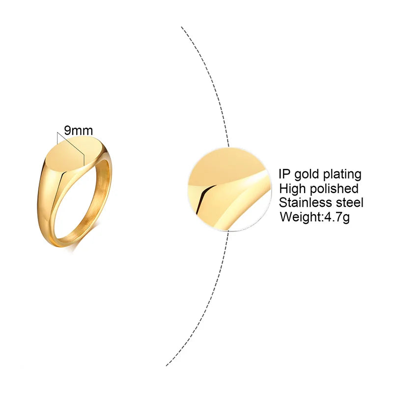 Classic Hipster Unisex Square Signet Ring