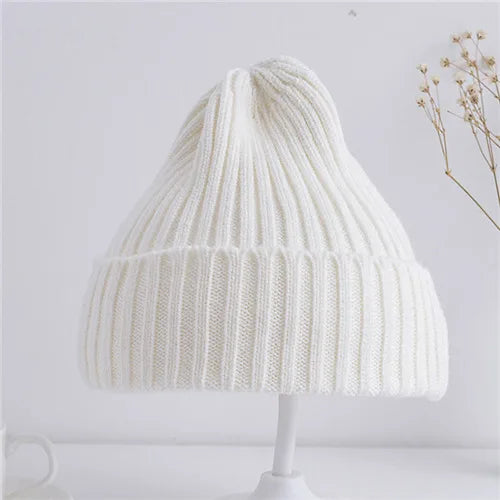 Kids Ribbed Knitted Beanie Hats