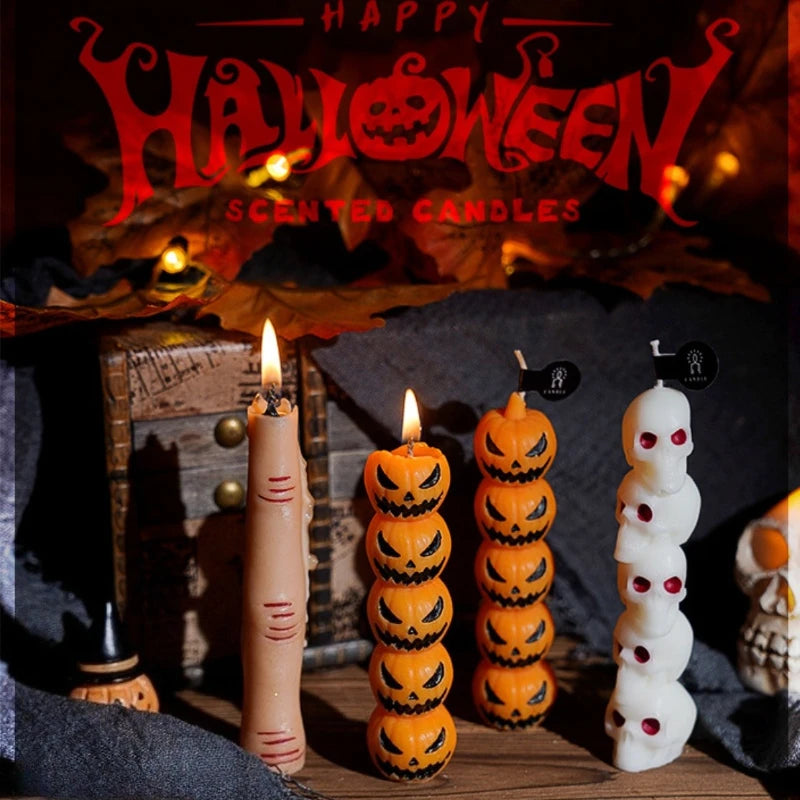 Halloween 2025: Scented Pumpkin Candles with Skull Design - Perfect Decorations for Festive Parties, Ideal Ornaments & Gifts