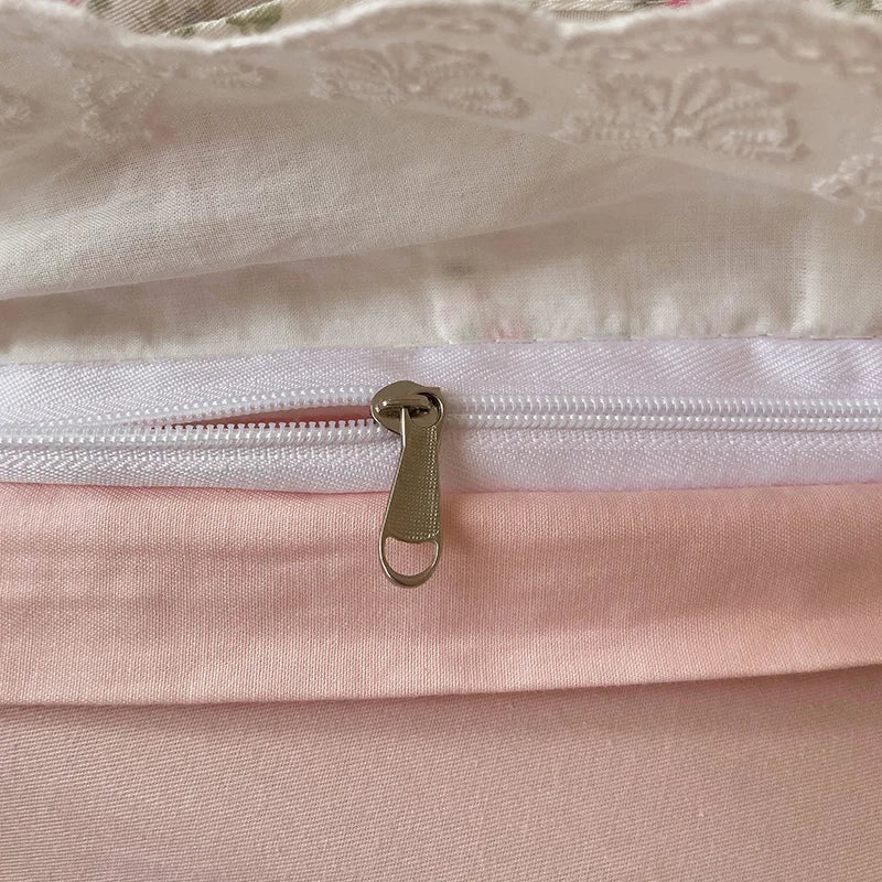 Pastoral Floral Lace Ruffles Bedding Set