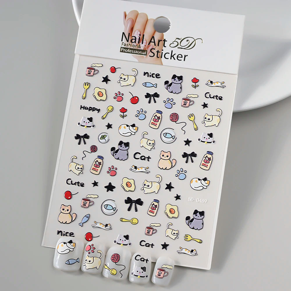 5 D Macron Flower/Fruit Nail Charms Sticker