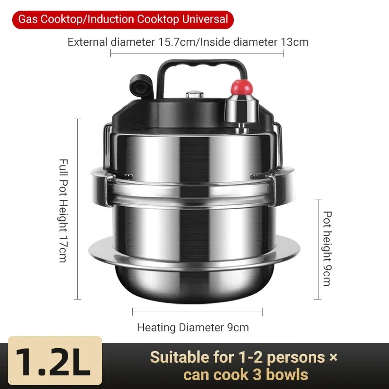 0.8-2L Outdoor Camping Small Pressure Cooker 304 Stainless Steel Portable Rice Cooker for Kitchen Cooking Tool Pressure Cooker
