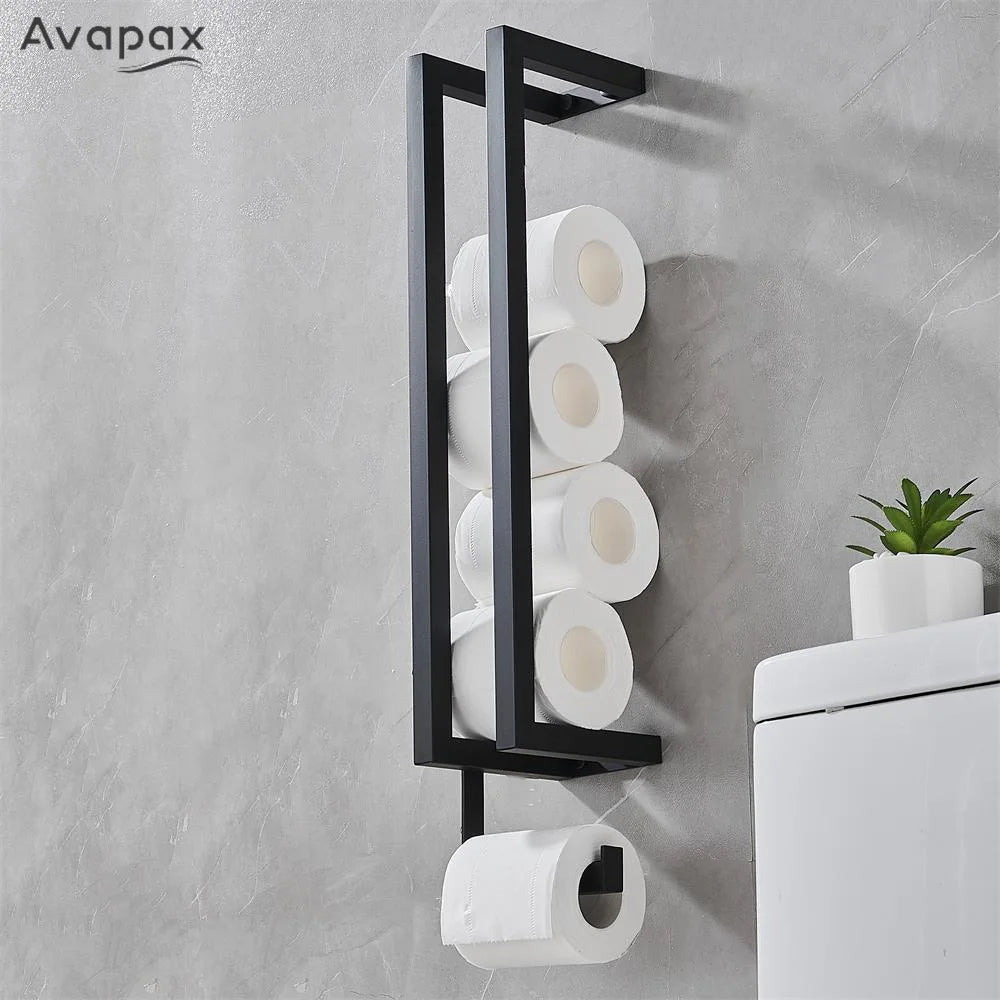Black Dual Use Stainless Steel Wall-mounted Bathroom Shelf Hotel Bathroom Towel Roll Paper Rack Towel Rack Toilet Paper Holder