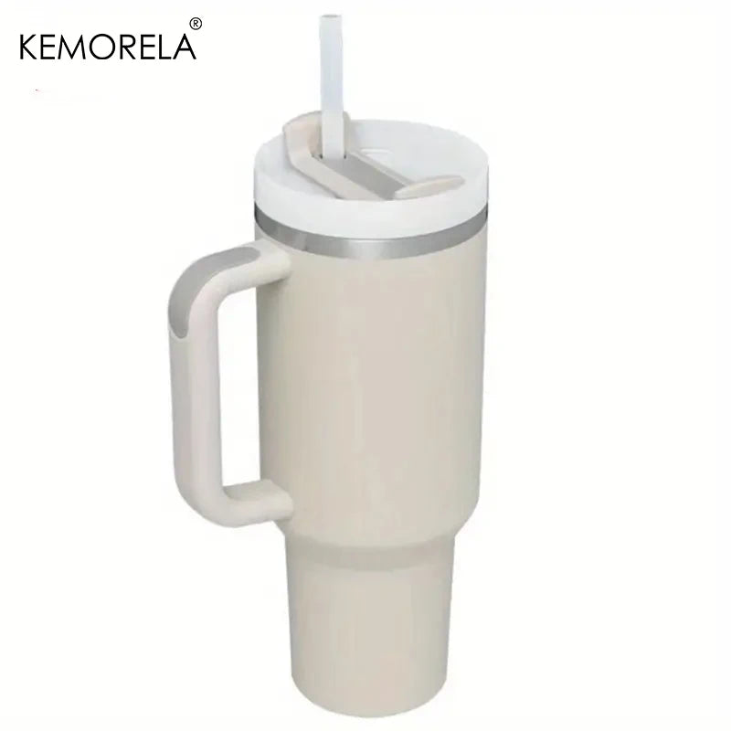 KEMORELA Tumbler With Handle Lid Straw Stainless Steel Water Bottle 887/1182ML Vacuum Thermos Cup Travel Car Coffee Mug