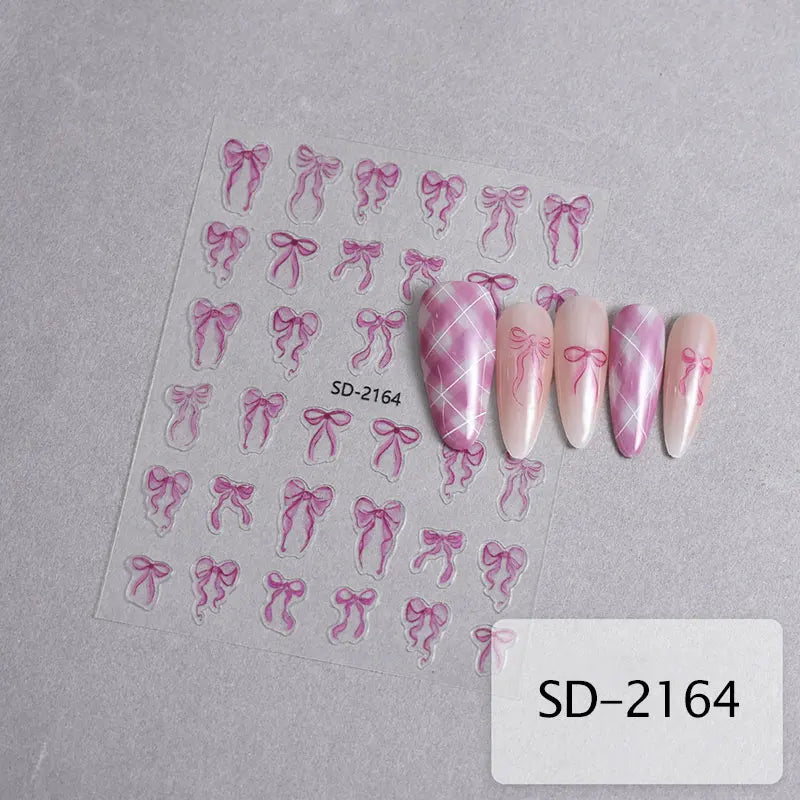 3 D White Bow knot Flower Nail Art Sticker