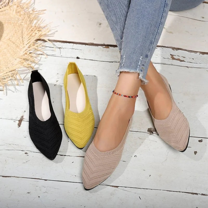 Knitted Casual Ballet Flats Shoes