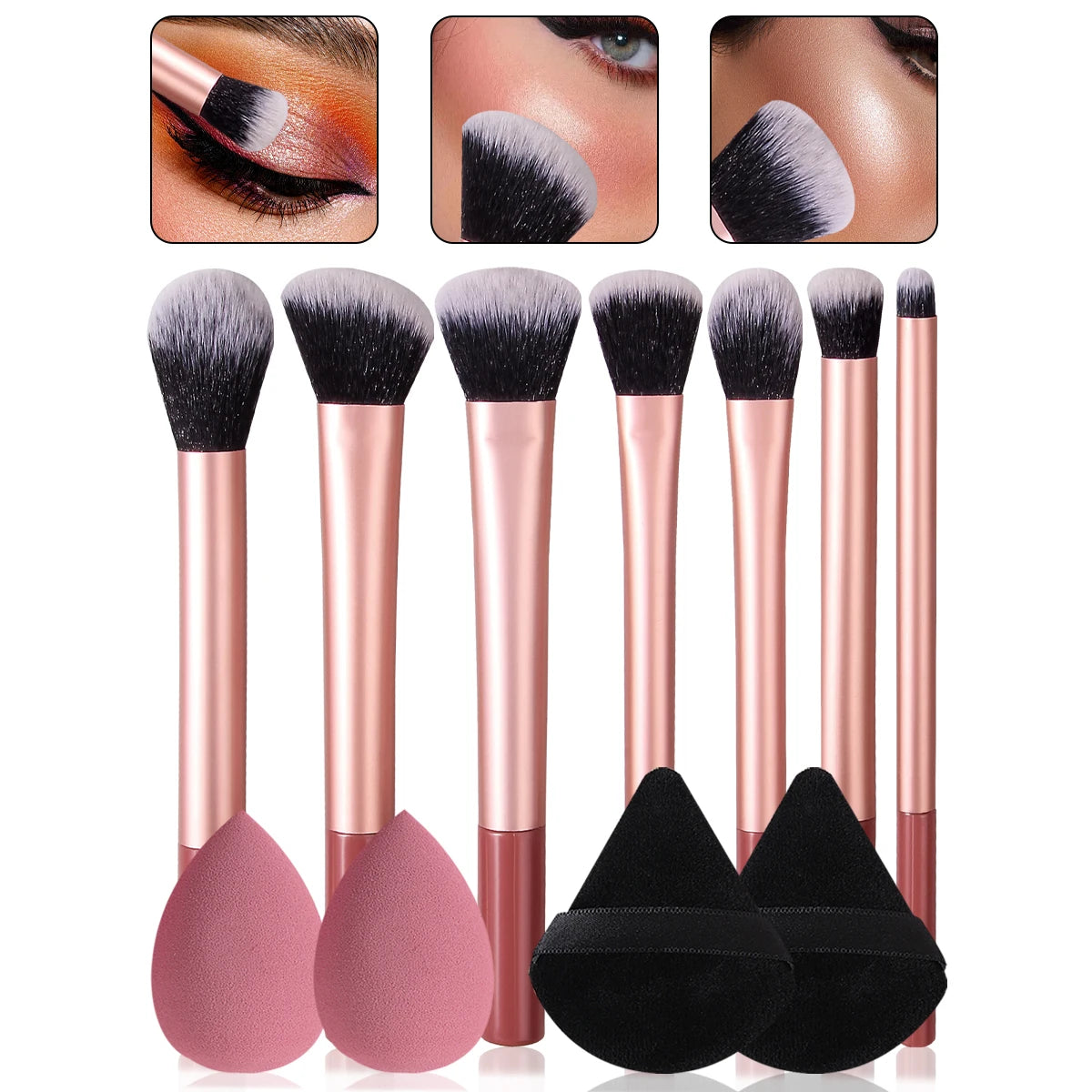 11pcs Metal Long-handle Makeup Brush Set
