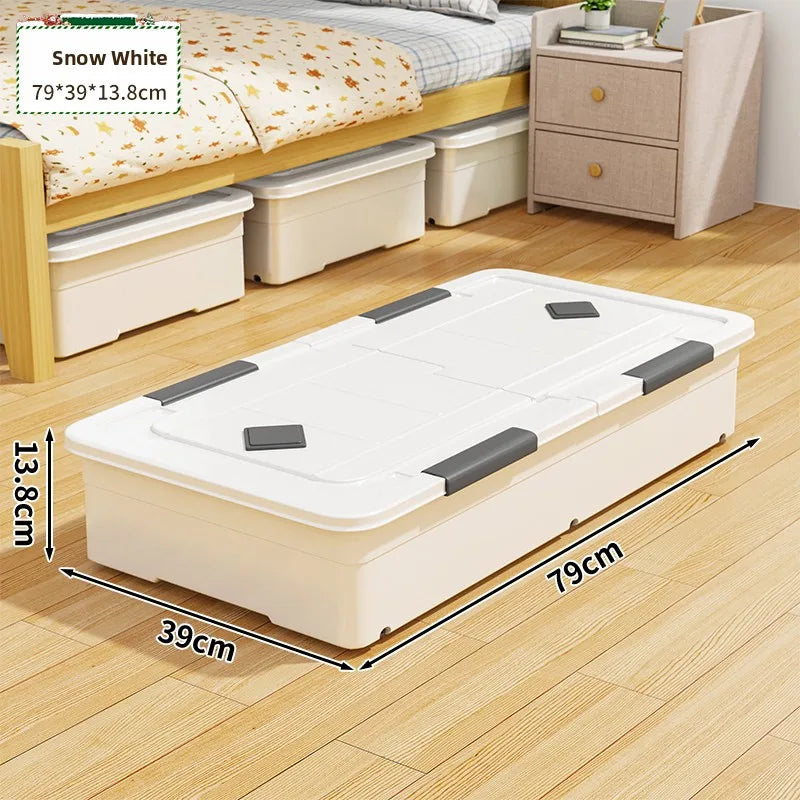 Flat Under-bed Storage Box with Wheels