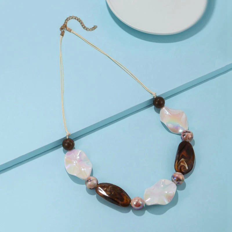 Rope Chain Acrylic Beads Statement Necklace