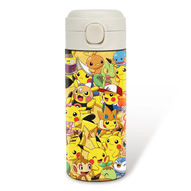 Pokemon 400ML Thermos Water Bottle Anime Portable Children Cute Pikachu 304 Stainless Steel Cartoon Outdoor Sport Water Mug Gift