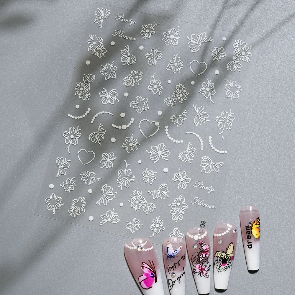 5 D Macron Flower/Fruit Nail Charms Sticker