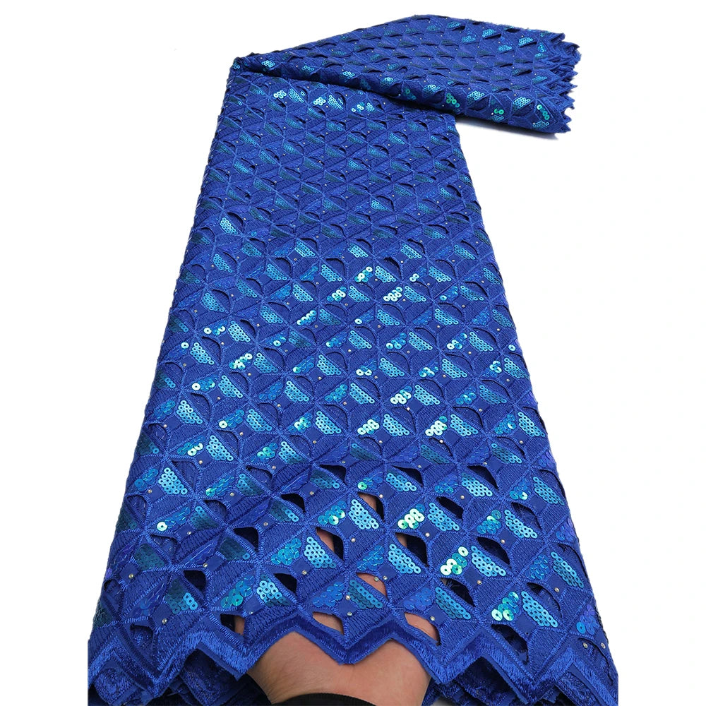 Wholesale Handcut lace fabric African organza lace with lots of sequins high quality and exclusive for wedding big occasion