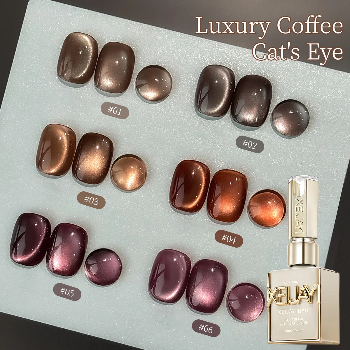 Luxury Coffee Cat's Eye Nail Gel Polish Set