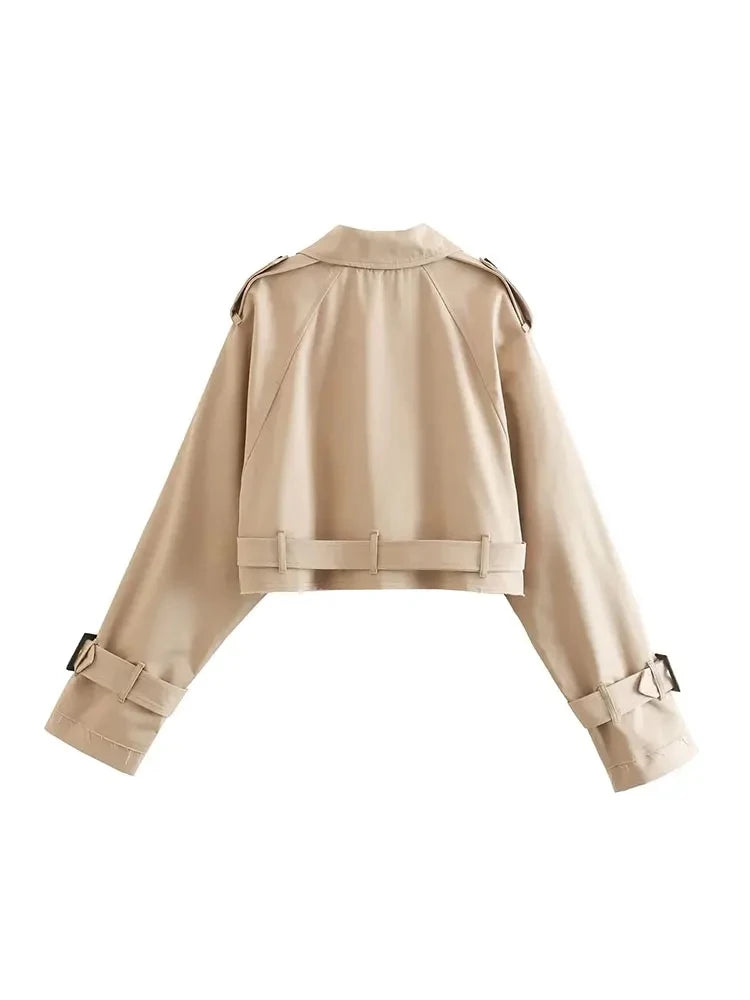 Belt Cropped Trench trendy Jacket