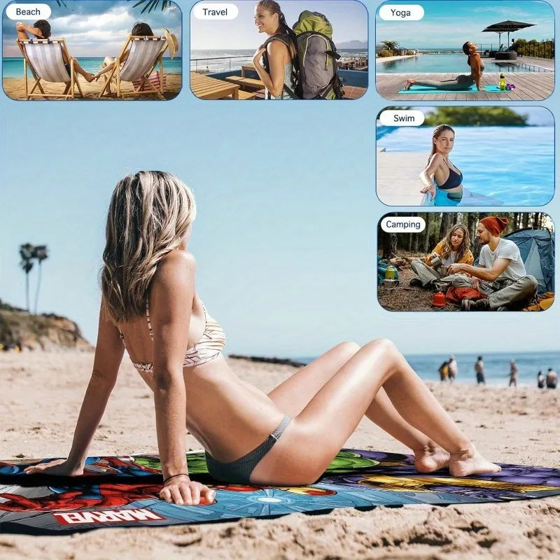 Marvel Avengers Beach Towel: Spider-Man, Iron Man, Hulk & Thanos Design! Suitable for towels, bath towels, beach towels, gifts