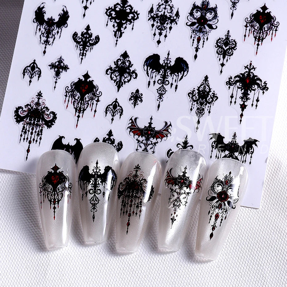 3 D Gothic Black Halloween Nail Stickers