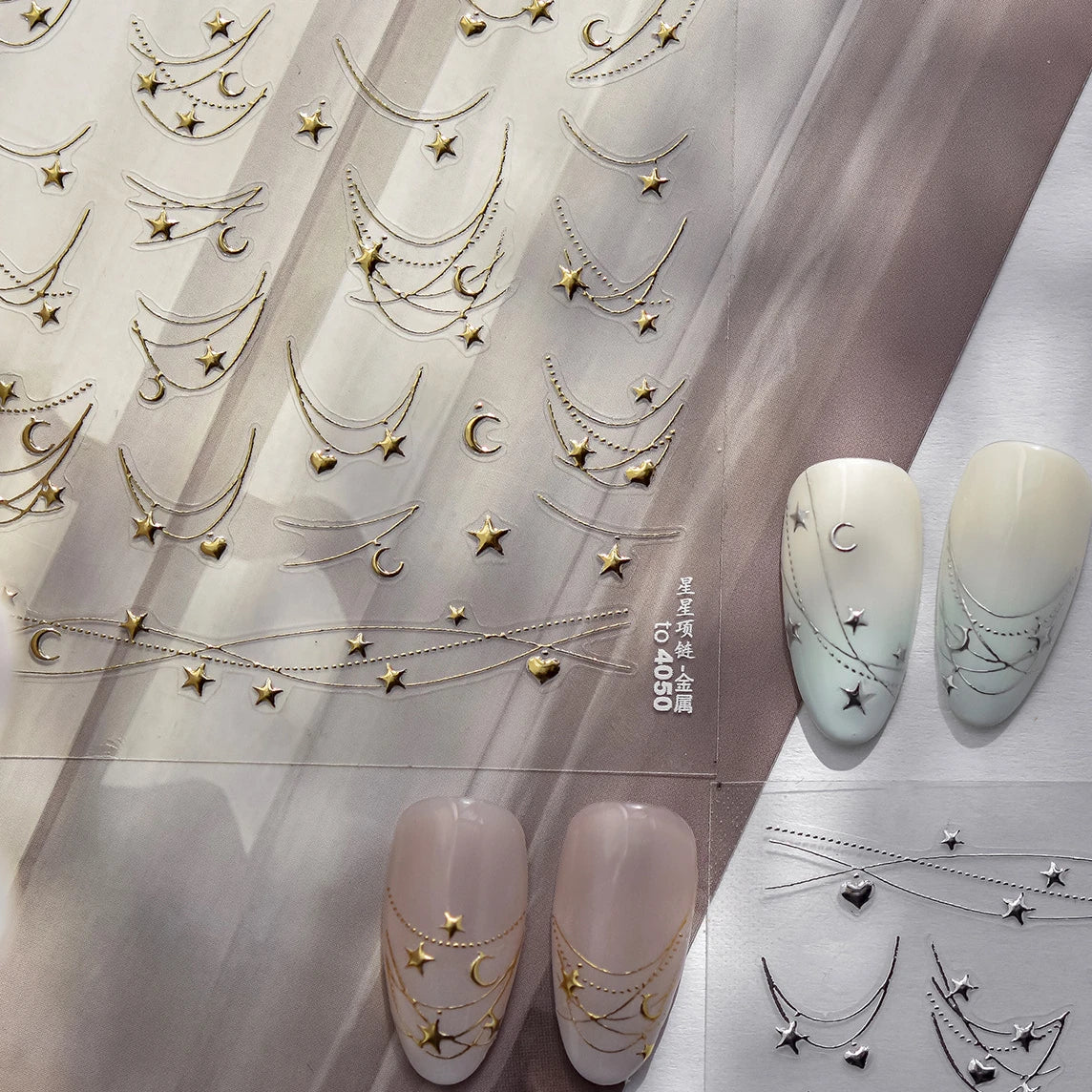 Star Moon Love Heart Necklace Nail Sticker