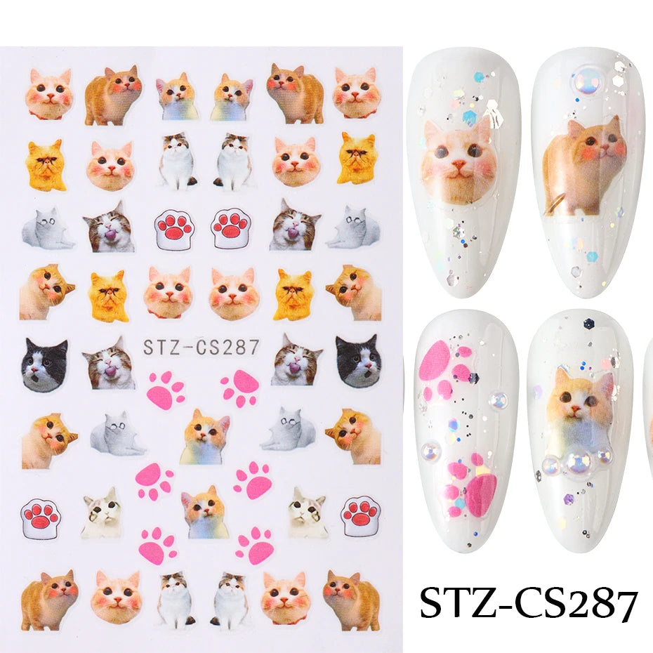 Lovely Animal 3 D Cartoon Nail Art Stickers