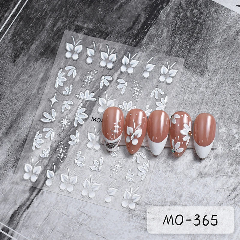 3 D White Bow knot Flower Nail Art Sticker