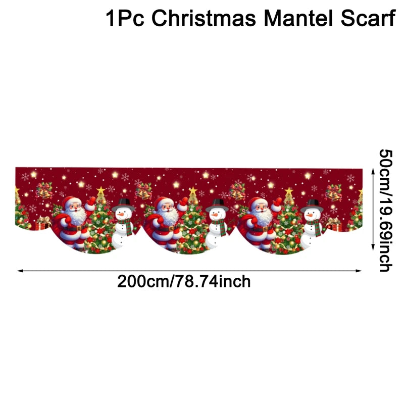 Christmas Fireplace Mantel Santa Scarf