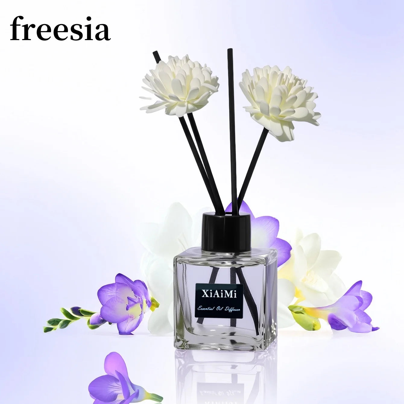 Flameless Home Fragrance Freesia Lavender Aromatherapy Oil with Reed Diffuser Stick Liquid Air Freshener Room Decor Ornaments