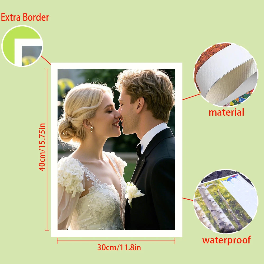 1 Pc Custom Photos with DIY Wood Frame or frameless poster,Custom Wedding Photo,idea gift,Personalized Canvas Painting