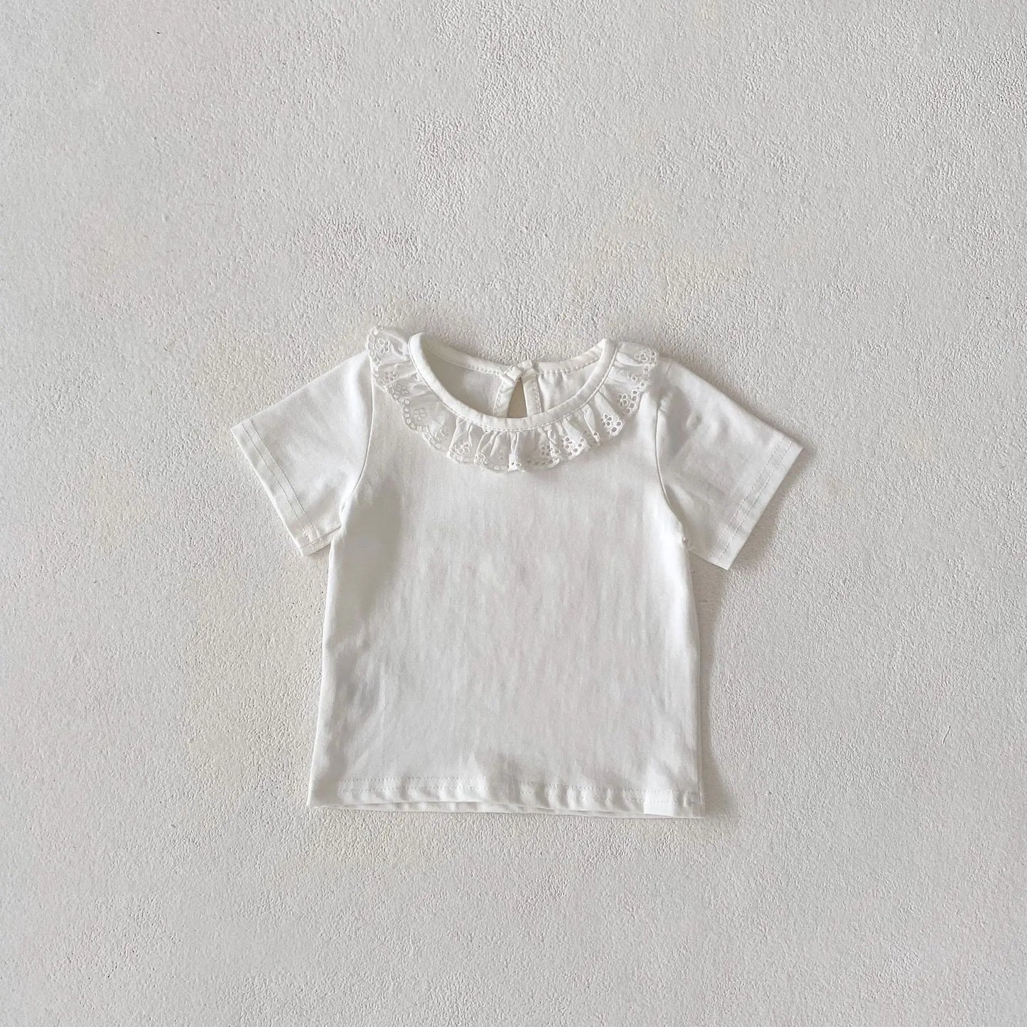 Girl T-shirt Lace Collar Knitted Top