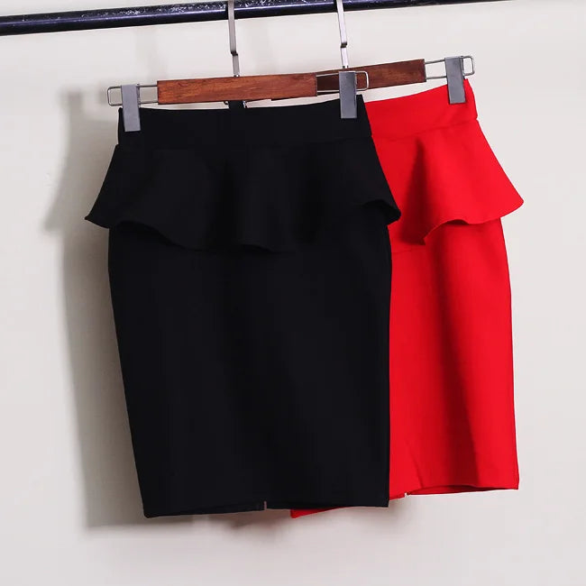 Women Ruffles Slim Stretch pencil Skirt