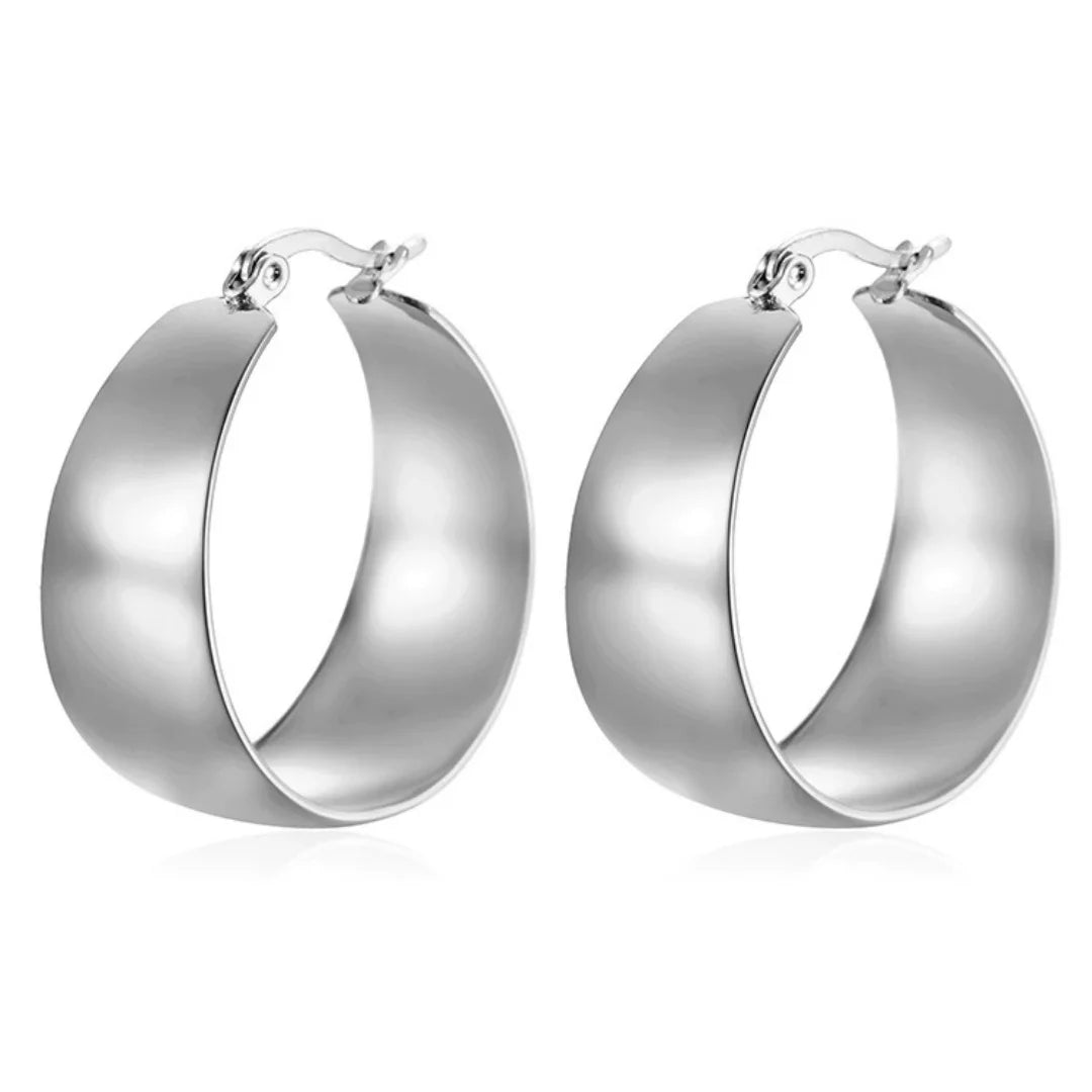 Glossy Curved Round Earrings