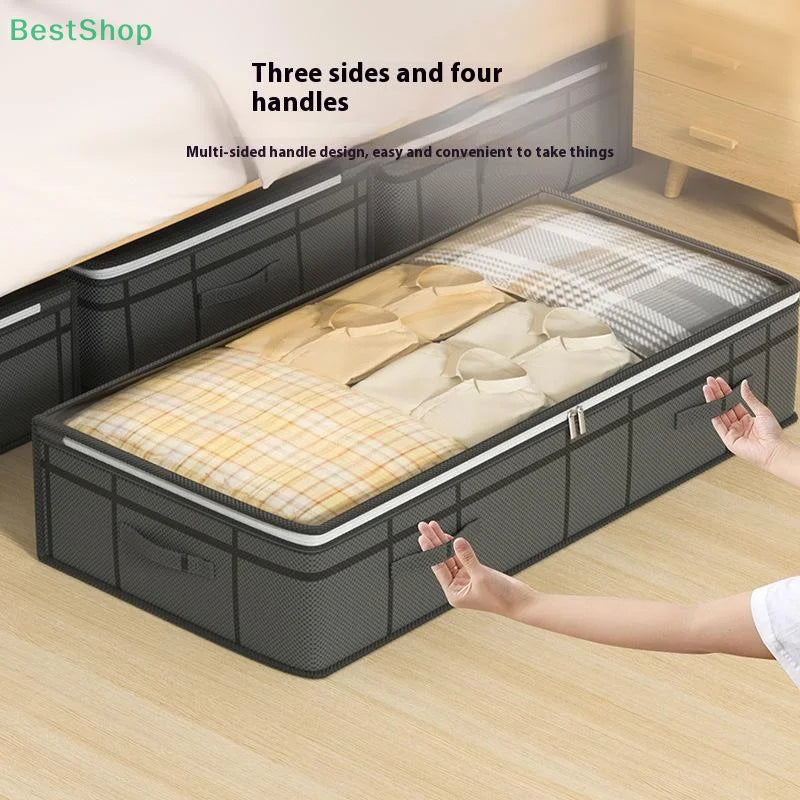 1PC Large Clothes Storage Bag Under Bed Foldable Quilt Clothes Storage Bag Doggy Bag Bedroom Dormitory Organizer Bag